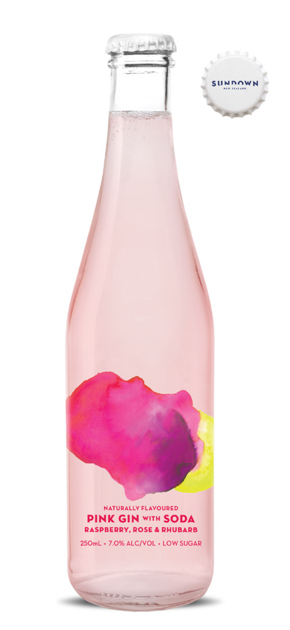 Sundown Pink Gin with Soda + Raspberry + Rose & Rhubarb - Premium Liquor New Zealand