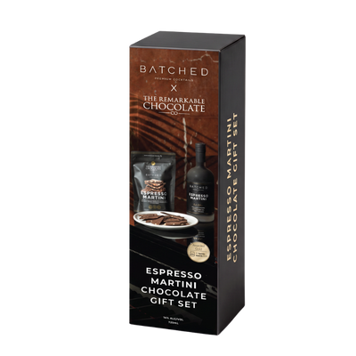 BATCHED Espresso Martini 725ml X The Remarkable Chocolate Bark 125g Gift Set