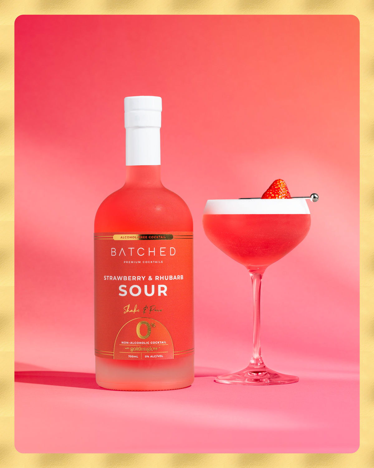 BATCHED 0% - Gin Sour Strawberry & Rhubarb - Premium Liquor New Zealand