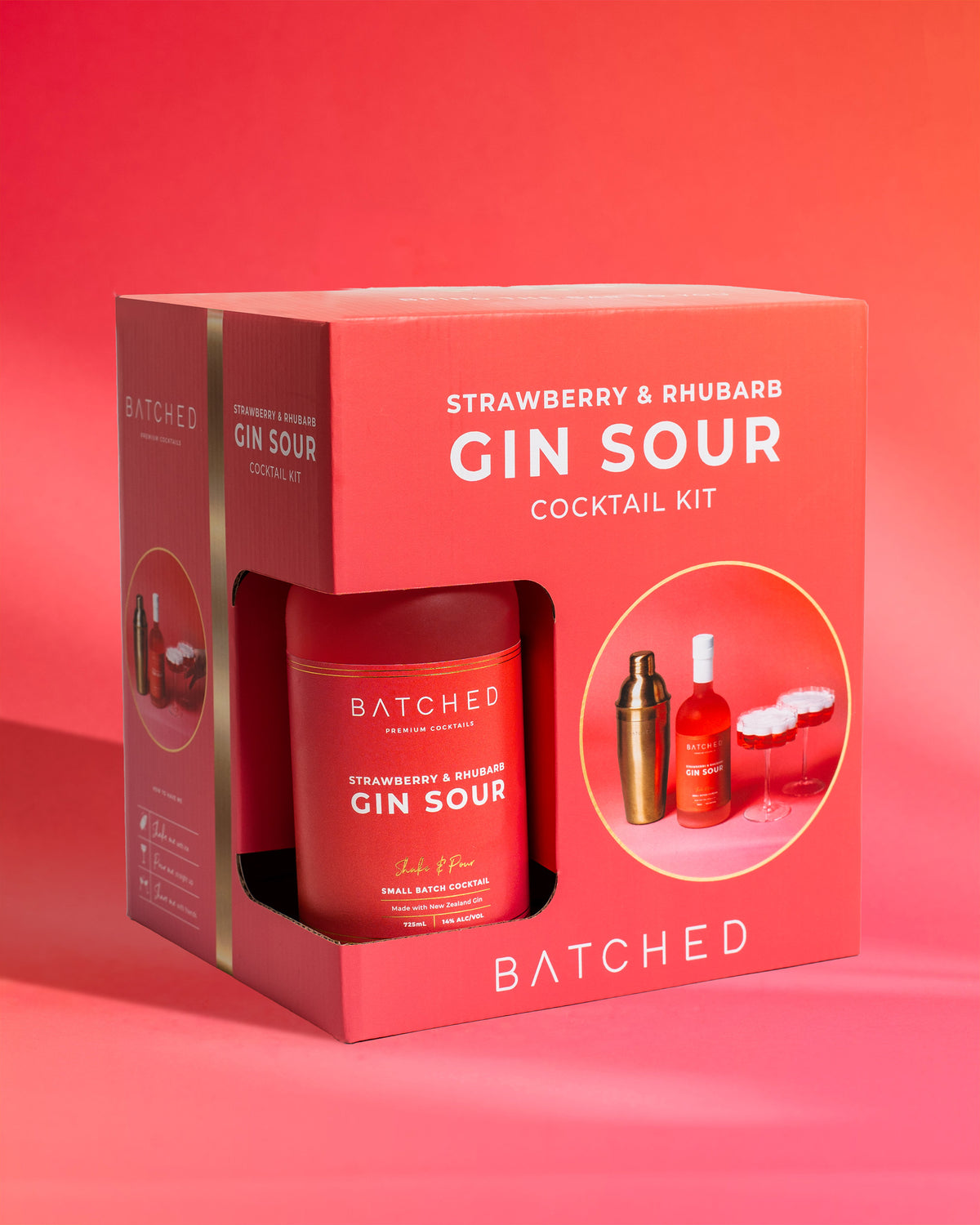 BATCHED Strawberry & Rhubarb Gin Sour Cocktail Kit