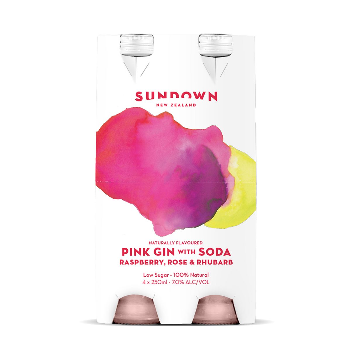 Sundown Pink Gin with Soda + Raspberry + Rose & Rhubarb - Premium Liquor New Zealand